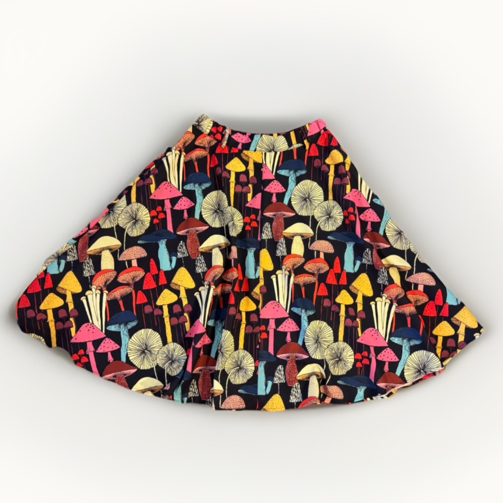 NWT LA Soul Mushroom Print Midi Skirt Sz M Retro Colorful Boho Hippie Sold Out - Picture 3 of 6